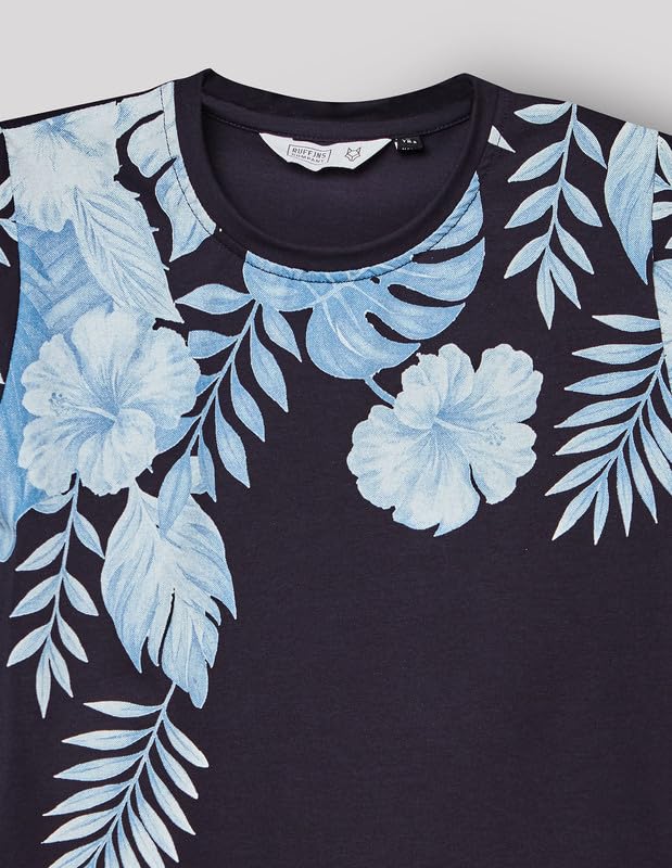 RUFF Navy Blue Round Neck Printed T-Shirt | Half Sleeves | Casual Wear