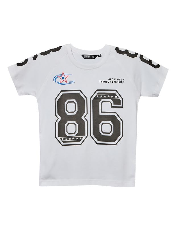 RUFF Printed Cotton T-Shirt | Round Neck | Half Sleeves | Regular Fit | Casual Wear White