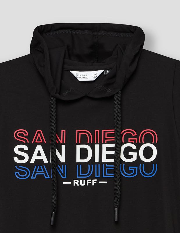RUFF Black Hooded Fashion T-Shirt | Half Sleeves | Casual Wear