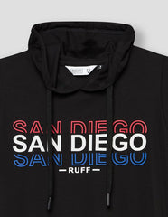 RUFF Black Hooded Fashion T-Shirt | Half Sleeves | Casual Wear