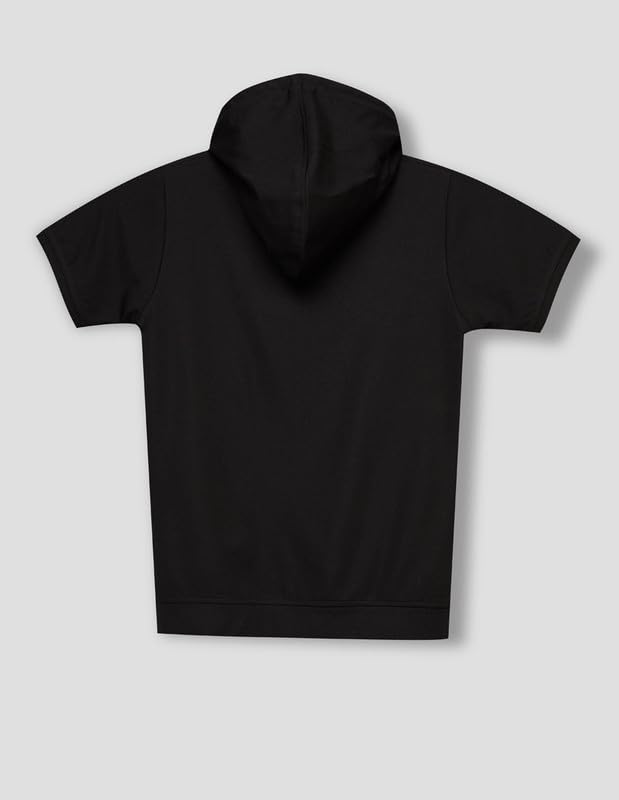 RUFF Black Hooded Fashion T-Shirt | Half Sleeves | Casual Wear
