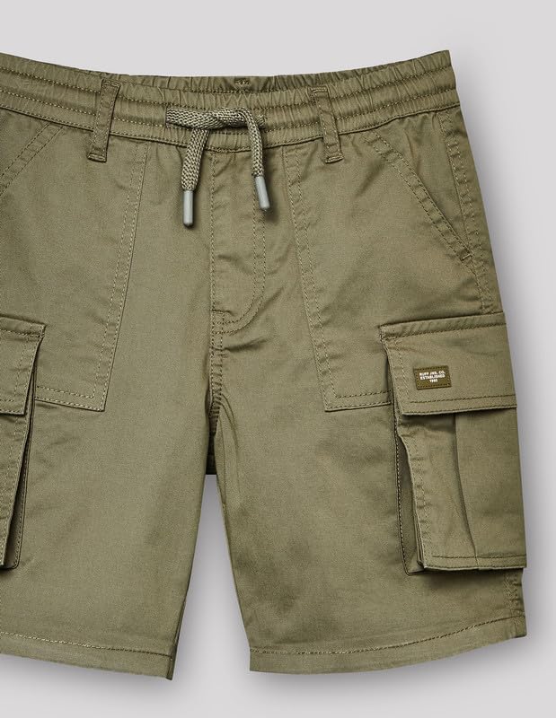 RUFF Solid Cotton Shorts | Knee Length | Round Elastic | Regular Fit | Casual Wear Olive