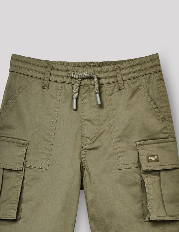 RUFF Solid Cotton Shorts | Knee Length | Round Elastic | Regular Fit | Casual Wear Olive