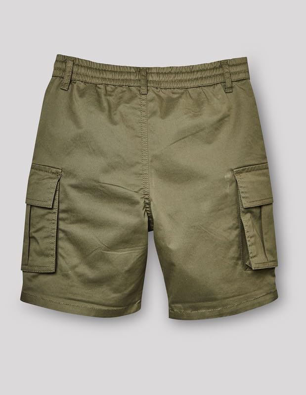 RUFF Solid Cotton Shorts | Knee Length | Round Elastic | Regular Fit | Casual Wear Olive