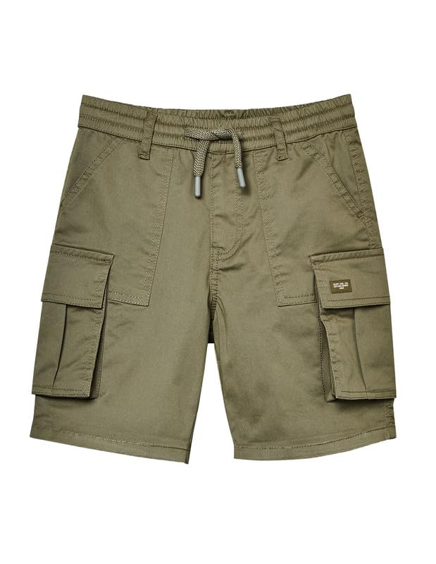 RUFF Solid Cotton Shorts | Knee Length | Round Elastic | Regular Fit | Casual Wear Olive