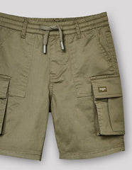 RUFF Solid Cotton Shorts | Knee Length | Round Elastic | Regular Fit | Casual Wear Olive