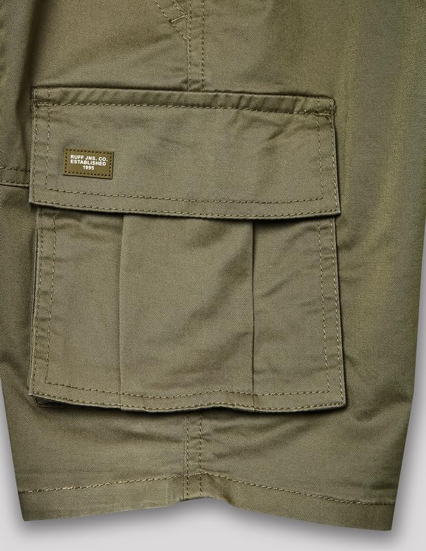 RUFF Solid Cotton Shorts | Knee Length | Round Elastic | Regular Fit | Casual Wear Olive