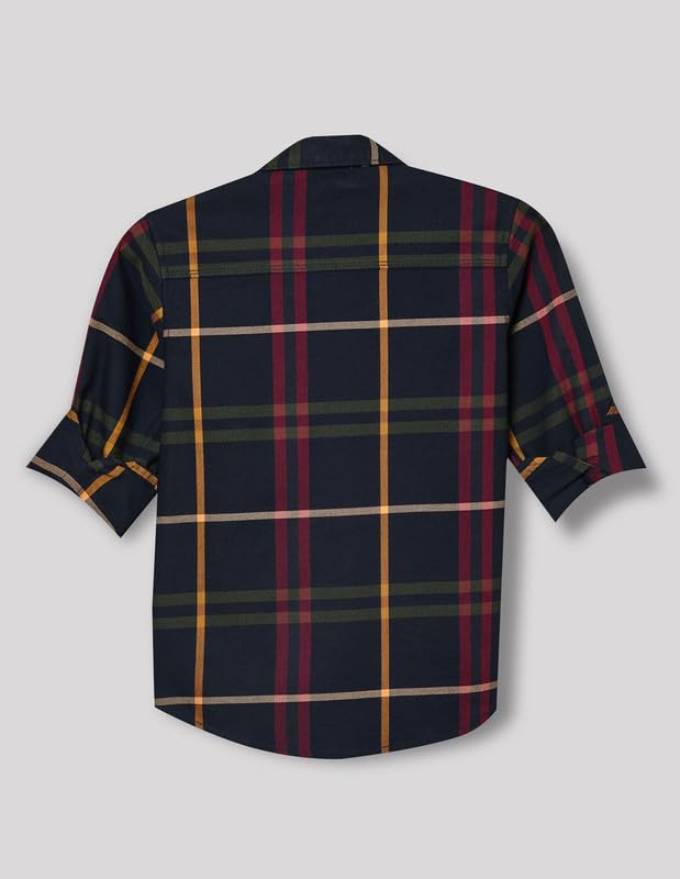 RUFF Boys Navy Checkered Shirt | Full Sleeves | Casual Wear