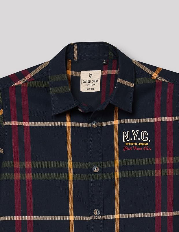 RUFF Boys Navy Checkered Shirt | Full Sleeves | Casual Wear