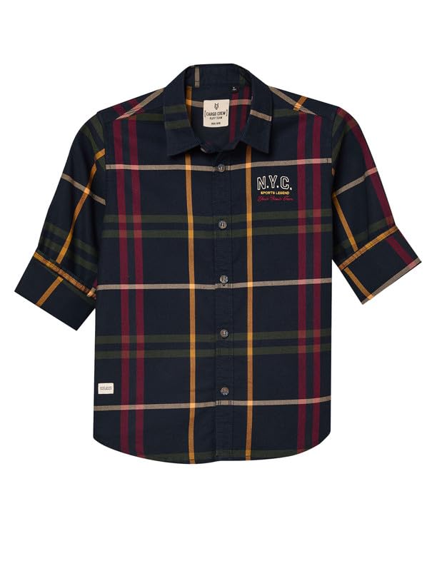RUFF Boys Navy Checkered Shirt | Full Sleeves | Casual Wear