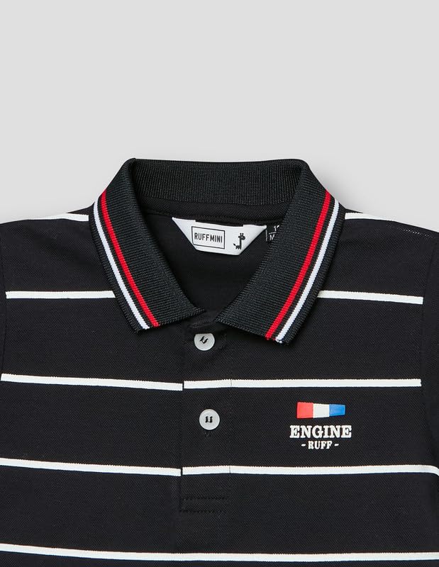 RUFF Navy Blue Striper Polo Neck T-Shirt | Half Sleeves | Casual Wear