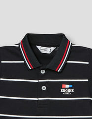 RUFF Navy Blue Striper Polo Neck T-Shirt | Half Sleeves | Casual Wear