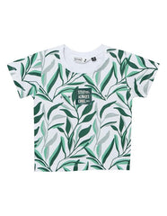 RUFF Green Tropical Print Round Neck T-Shirt | Half Sleeves | Casual Wear