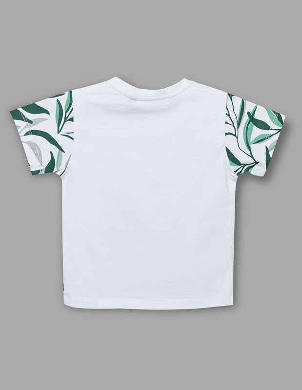 RUFF Green Tropical Print Round Neck T-Shirt | Half Sleeves | Casual Wear