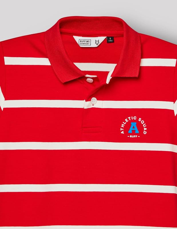 RUFF Boys Red Striped Polo T-Shirt | Half Sleeves | Casual Wear