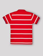 RUFF Boys Red Striped Polo T-Shirt | Half Sleeves | Casual Wear