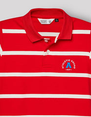 RUFF Boys Red Striped Polo T-Shirt | Half Sleeves | Casual Wear