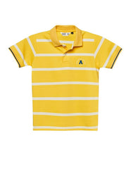 RUFF Boys Lemon Yellow Striped Polo T-Shirt | Half Sleeves | Casual Wear