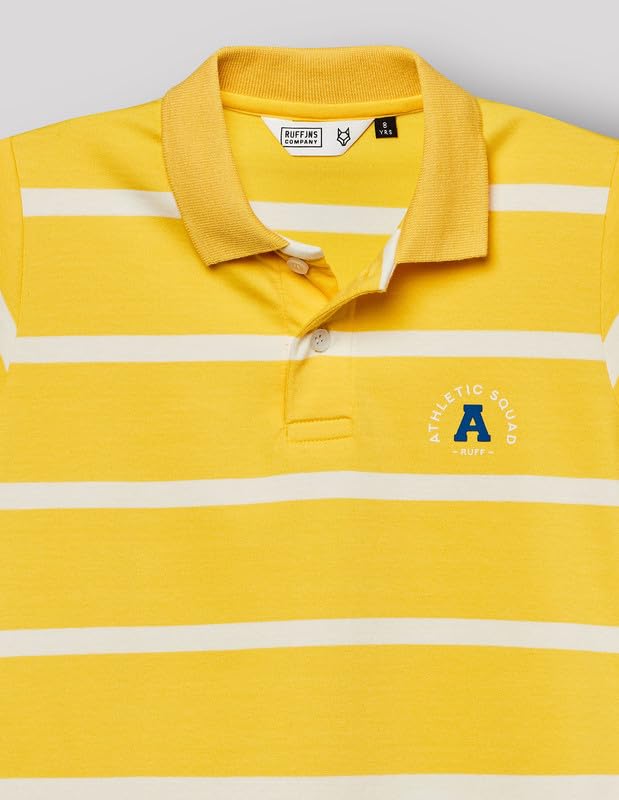 RUFF Boys Lemon Yellow Striped Polo T-Shirt | Half Sleeves | Casual Wear