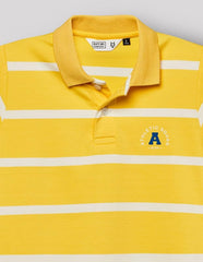 RUFF Boys Lemon Yellow Striped Polo T-Shirt | Half Sleeves | Casual Wear