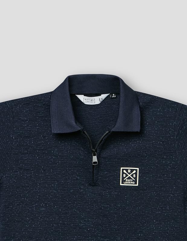 RUFF Boys Indigo Zip Collar Polo T-Shirt | Half Sleeves | Casual Wear