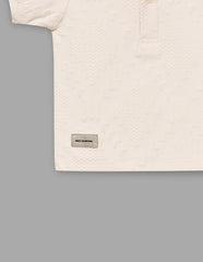 RUFF Off White Self Textured Polo Neck T-Shirt | Half Sleeves | Casual Wear