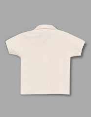 RUFF Off White Self Textured Polo Neck T-Shirt | Half Sleeves | Casual Wear