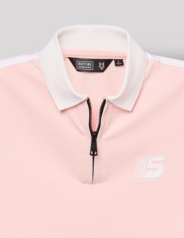 RUFF Boys Pink Zip Collar Polo T-Shirt | Half Sleeves | Casual Wear