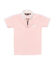 RUFF Boys Pink Zip Collar Polo T-Shirt | Half Sleeves | Casual Wear