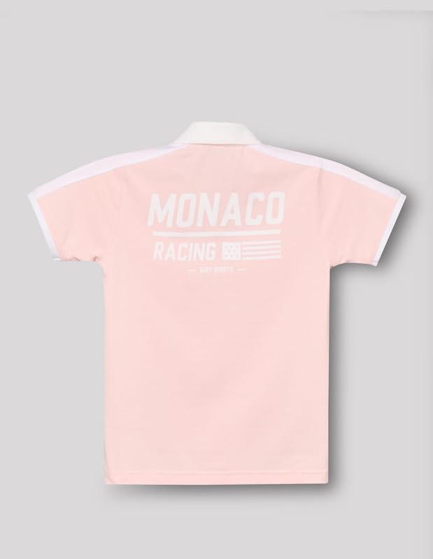 RUFF Boys Pink Zip Collar Polo T-Shirt | Half Sleeves | Casual Wear