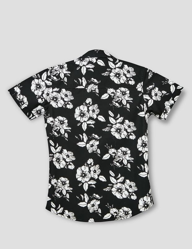 RUFF Printed Cotton Shirt | Collared Neck | Full Sleeves | Regular Fit | Casual Wear Black