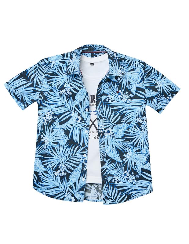 RUFF Printed Cotton Shirt | Collared Neck | Full Sleeves | Regular Fit | Casual Wear Navy
