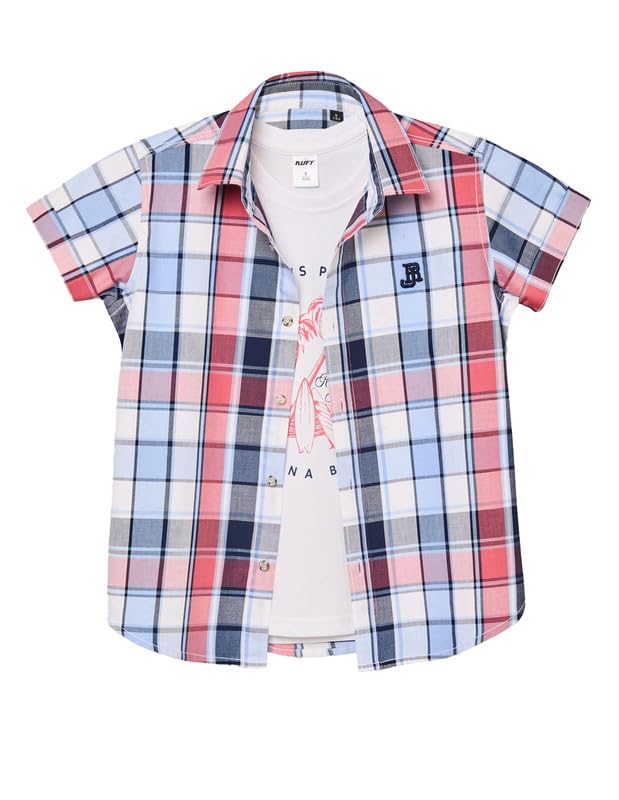 RUFF Casual Blue Checks Shirt with Sleeveless T-Shirt | Half Sleeves | Casual Wear