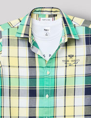 RUFF Casual Green Checks Shirt with Half Sleeves T-Shirt | Half Sleeves | Casual Wear