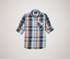 RUFF Casual Blue Checks Shirt with Button Down Collar | Full Sleeves | Casual Wear