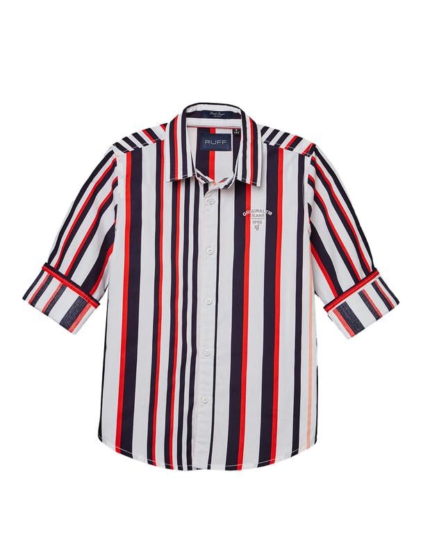 RUFF Striped Cotton Shirt | Collared Neck | Full Sleeves | Regular Fit | Casual Wear