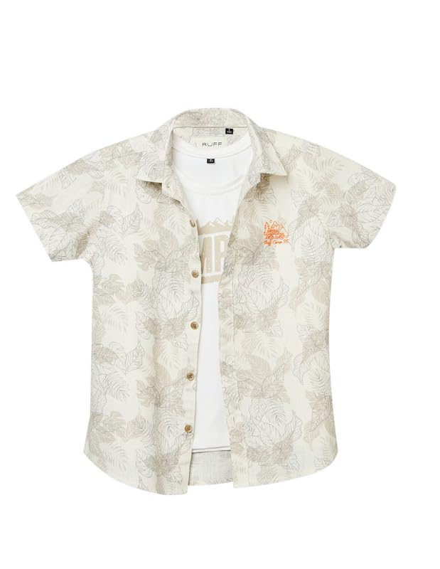 RUFF Printed Cotton Shirt | Collared Neck | Full Sleeves | Regular Fit | Casual Wear Natural