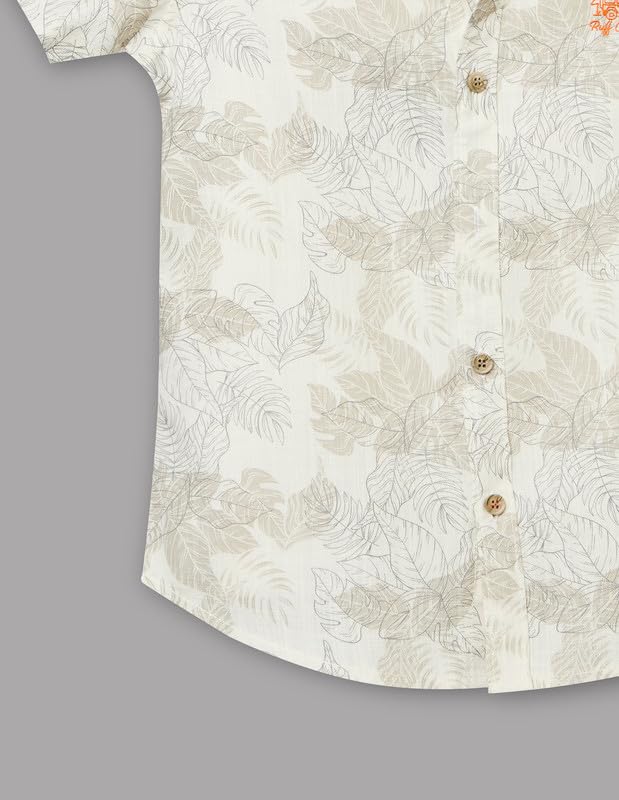 RUFF Printed Cotton Shirt | Collared Neck | Full Sleeves | Regular Fit | Casual Wear Natural