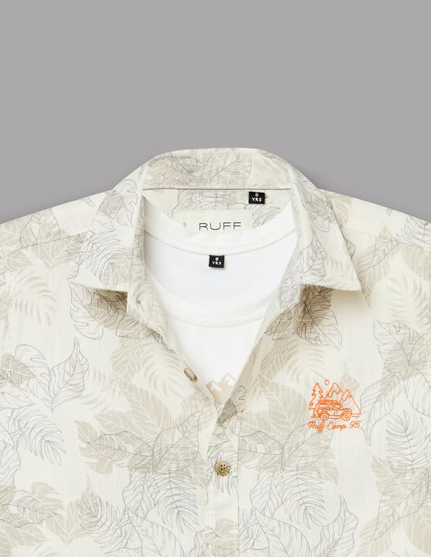 RUFF Printed Cotton Shirt | Collared Neck | Full Sleeves | Regular Fit | Casual Wear Natural