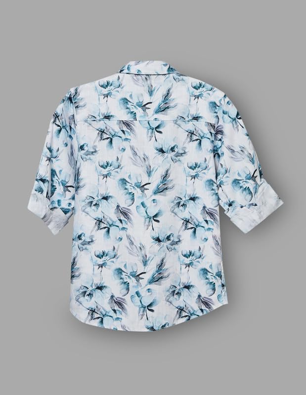 RUFF Casual Blue Floral Printed Shirt | Full Sleeves | Casual Wear