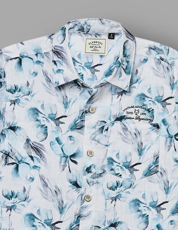 RUFF Casual Blue Floral Printed Shirt | Full Sleeves | Casual Wear
