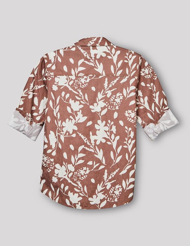 RUFF Boys Mauve Floral Printed Shirt | Full Sleeves | Casual Wear
