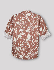 RUFF Boys Mauve Floral Printed Shirt | Full Sleeves | Casual Wear