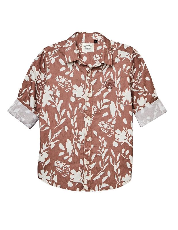 RUFF Boys Mauve Floral Printed Shirt | Full Sleeves | Casual Wear