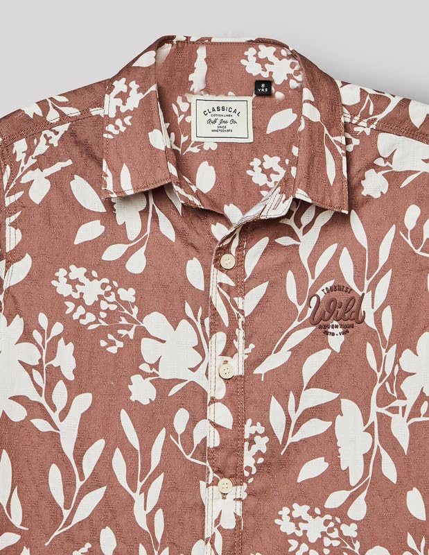 RUFF Boys Mauve Floral Printed Shirt | Full Sleeves | Casual Wear
