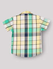 RUFF Casual Green Checks Shirt with Sleeveless T-Shirt | Half Sleeves | Casual Wear