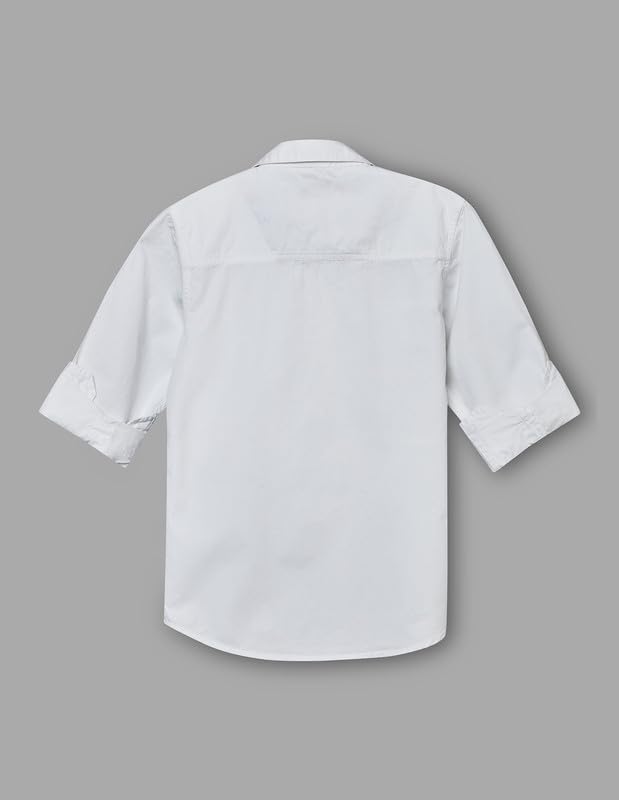 RUFF Solid Cotton Shirt | Collared Neck | Full Sleeves | Regular Fit | Casual Wear White