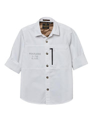 RUFF Solid Cotton Shirt | Collared Neck | Full Sleeves | Regular Fit | Casual Wear White