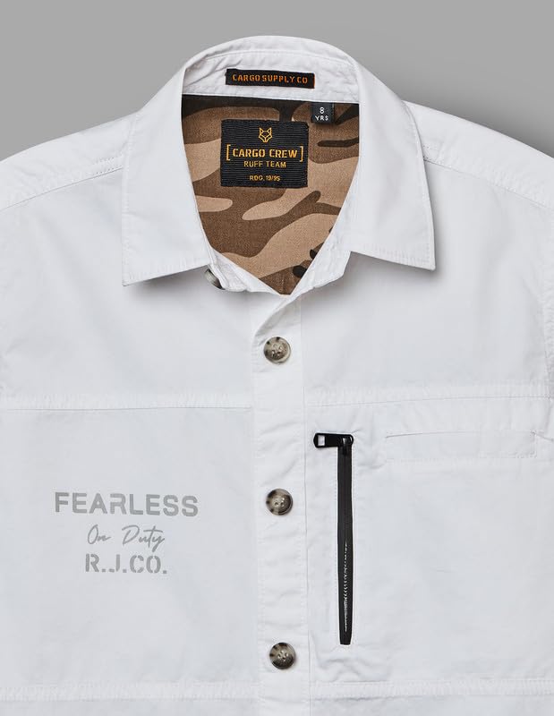 RUFF Solid Cotton Shirt | Collared Neck | Full Sleeves | Regular Fit | Casual Wear White