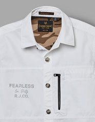 RUFF Solid Cotton Shirt | Collared Neck | Full Sleeves | Regular Fit | Casual Wear White